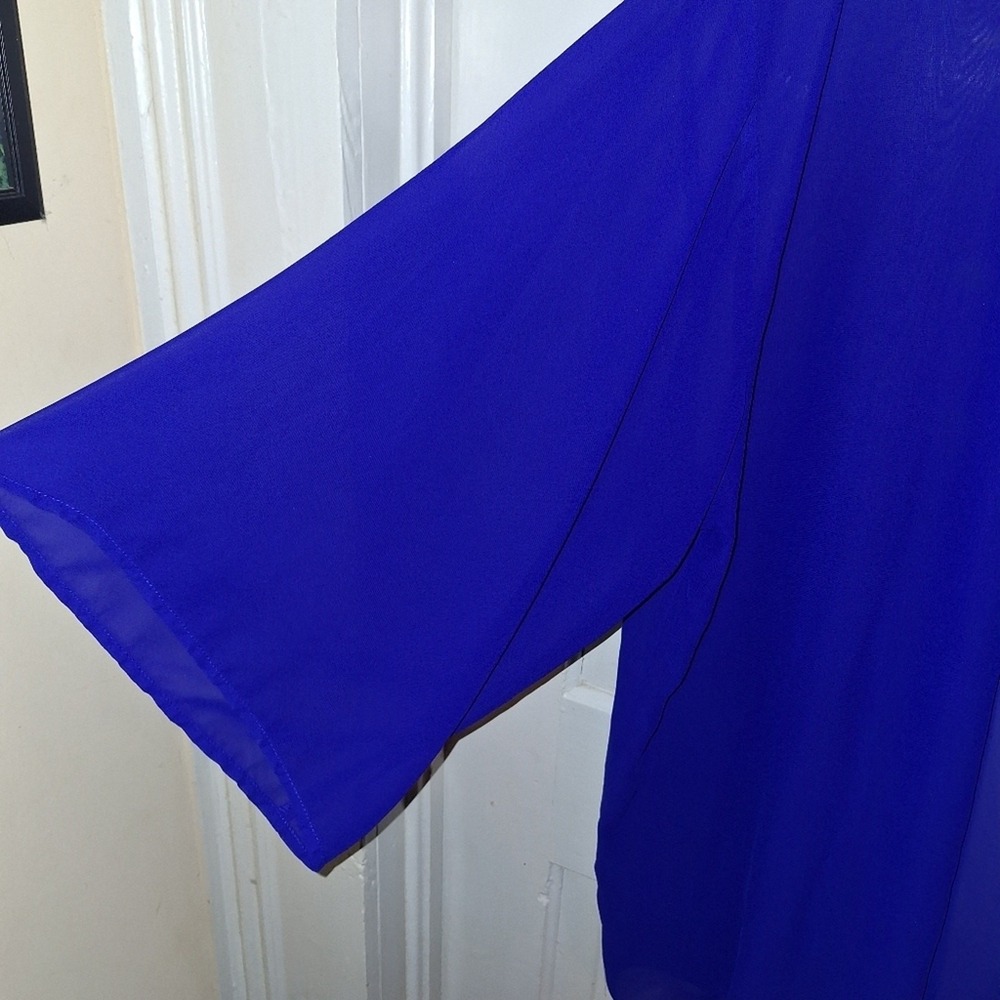 Electric Blue Sheer Cover Size Large Night Out Opera Dress Swim Cover Festival - Picture 5 of 5